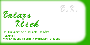 balazs klich business card